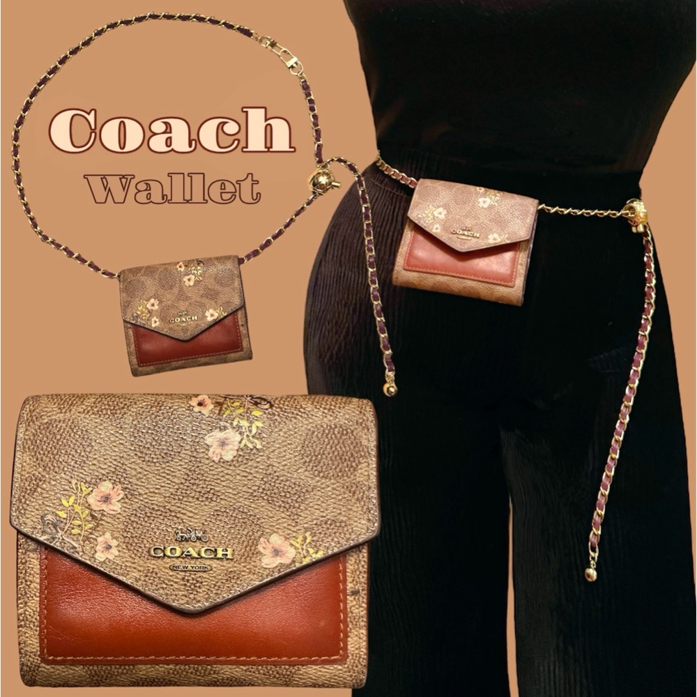 Rare COACH Signature Canvas Floral Compact Wallet